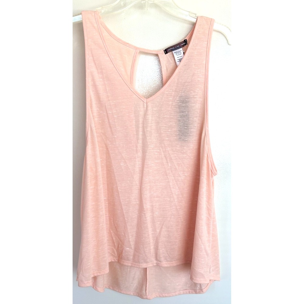 NWT H.I.P. Happening in the Present Tank Top V Neck Women Sz: L Pink Long Peep